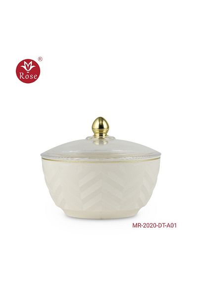 Rose Mr-2020-وعاء تمر مع غطاء روز (7*14)سم