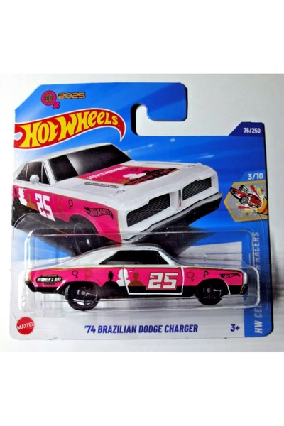 HOT WHEELS 2025 Tekli Araba '74 Brazilian Dodge Charger Pembe 3/10