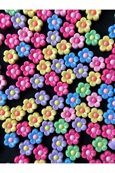 Bijumix Aksesuar 40 adet çiçek figürlü boncuk bileklik kolye telefon charm