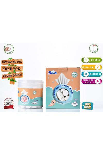 Bisula Compressed Tablet Wipes – Disposable Baby Cleaning Cloth That Opens with Water (350 Pcs)