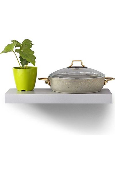 Bonera Marbella Nardo Gray Gold Handle Detailed 6-Piece Granite Pan Set with Lid