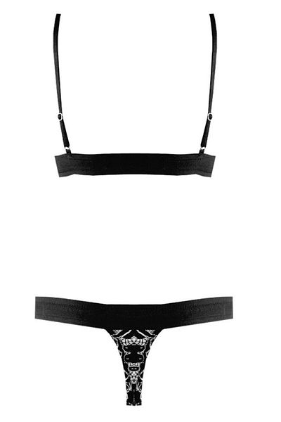 DEEP SECRET Black-white Full Lace Bralet String Set Ds20095brt