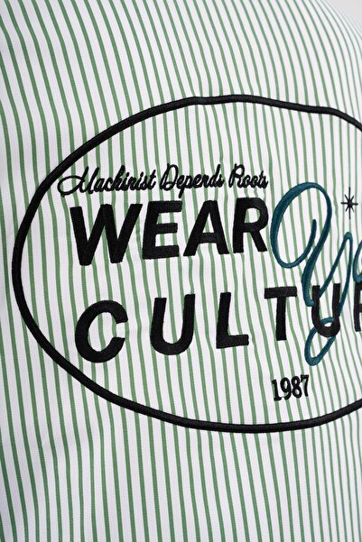 Machinist Ανδρικό πουκάμισο με πράσινο ριγέ στρίφωμα