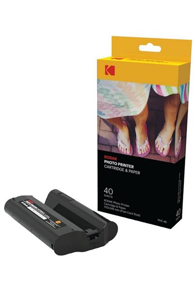 Kodak خرطوشة طابعة الصور Dock Plus و Dock PHC-40 - عبوة إعادة تعبئة الخرطوشة وورق الصور - عبوة من 40 قطعة، لون أسود
