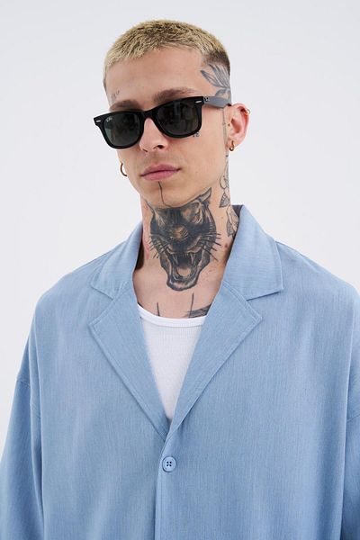 Machinist Ανδρικό πουκάμισο Hidden Fly Light Blue