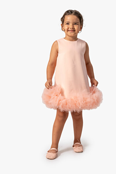 Ma Moi Baby For A Little Smile Lotus Somon Tütülü Kız Çocuk Elbise