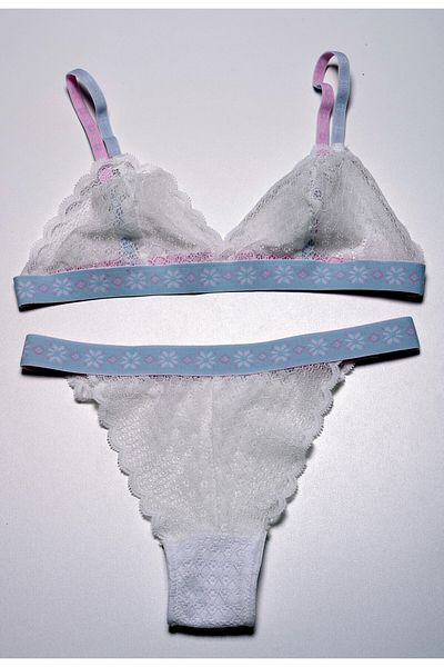 DEEP SECRET Σετ Bralet με μοτίβο εκρού ελαστικό πλήρες δαντέλα Ds20095brt