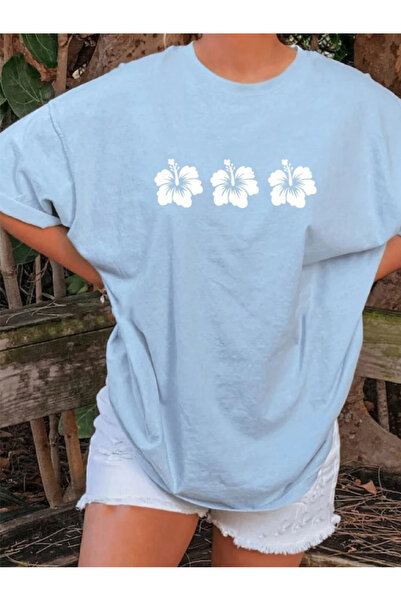 Revasser Μπλουζάκι Unisex με λουλουδάτο χρώμα, υπερμεγέθη, βαμβακερό