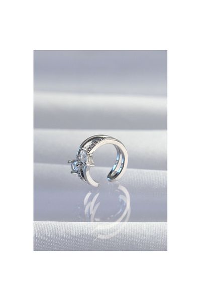 Skygo Brass Silver Color Zircon Stone Drop Earcuff Earrings - Tj-Bkp9334