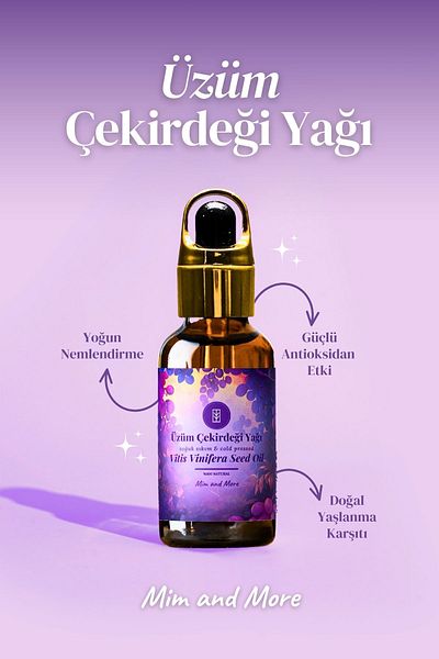 Mim and More Grape Seed Oil - Cold Pressed 100% Pure Natural, 50ml