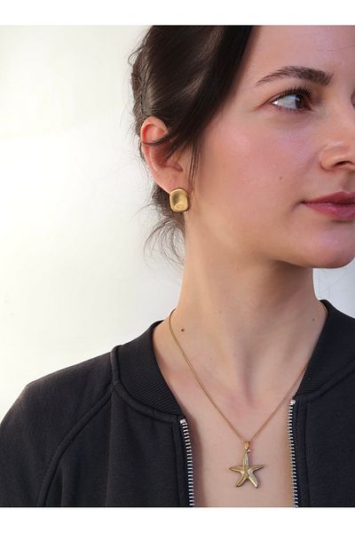 Roosvel Matte Look Gold Surgical Steel Earrings