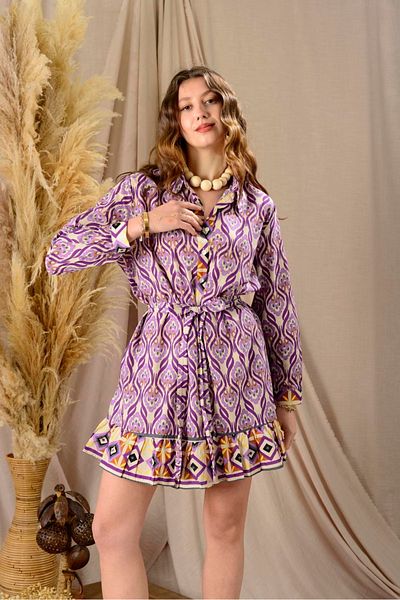 Park Moda Rochie de vară subțire, scurtă, din bumbac, cu model marin, rochie de vacanță cu guler de cămașă
