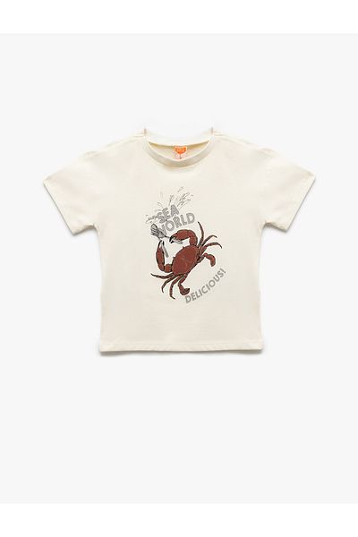 Koton Cotton Short Sleeve Printed Crew Neck T-Shirt