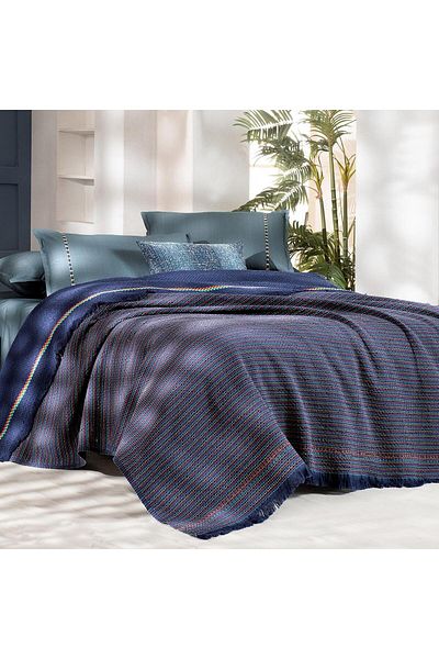 Sarev Fayette Navy Blue Double 100% Cotton Yarn Dyed Pique Set