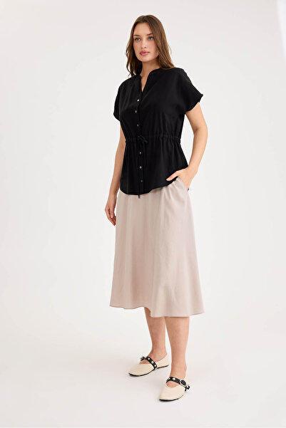 Vitrin Modal Fabric Midi Length Skirt with Pockets