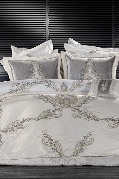 ZEBRACASA Zebracasa Tıara 4prç Yatak Örtüsü Krem/gümüş