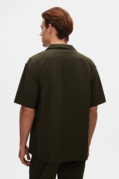 Twn Χαλαρό Χακί Λεπτό και Ελαφρύ πουκάμισο Rpt