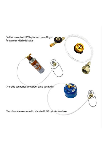simply line Kamp Bütan Propan Gaz Kartuşu Dolum Aparatı Piknik Tüpünden Gaz Doldurma (DAR ÇEMBER) T MUSLUK