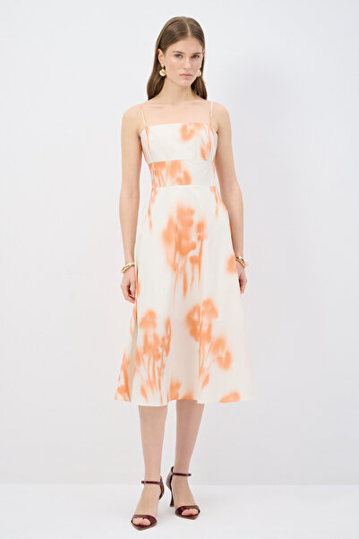 adL Askılı Desenli Elbise