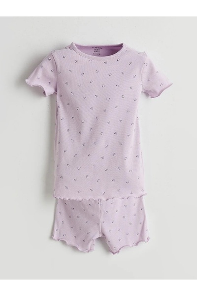 LC Waikiki طقم بيجامة LCW baby Lilac Floral Baby Girl مع شورت