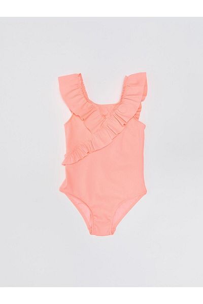 DEEP BEACH Frilled striped fabric girls' swimsuit DB200789CM