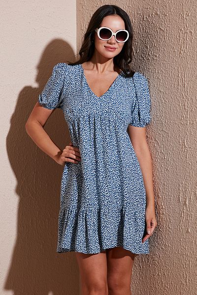 Lela Μίνι φόρεμα με κανονική εφαρμογή με λαιμόκοψη με μανίκια με μοτίβο 67810045