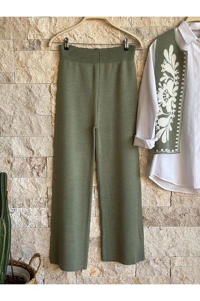 Hatun Atila Patterned Vest Knitwear Double Set - Hatunatila 3005 Green