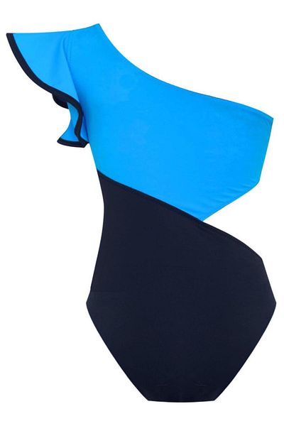 DEEP BEACH Costum de baie asimetric cu braț volantă Detaliu Db200743m