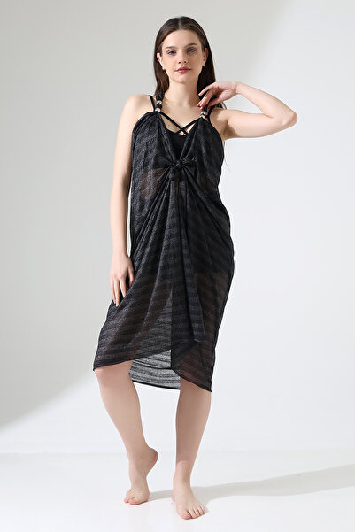 Esberin Long Striped Pareo with Bead Detail