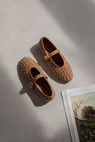 STRASWANS Sofia Kadın Drop Detay Süet Babet Taba