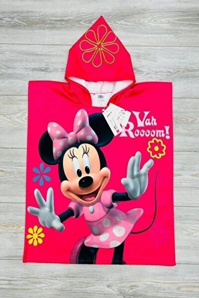 DeKuBaby Yeni Sezon %100 Pamuklu Çizgi Karakter Desenli Kapüşonlu Çocuk Panço...