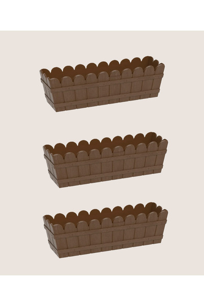 Lider Lüx Dikdörtgen Balkon Saksı Seti 55 cm 3 Adet