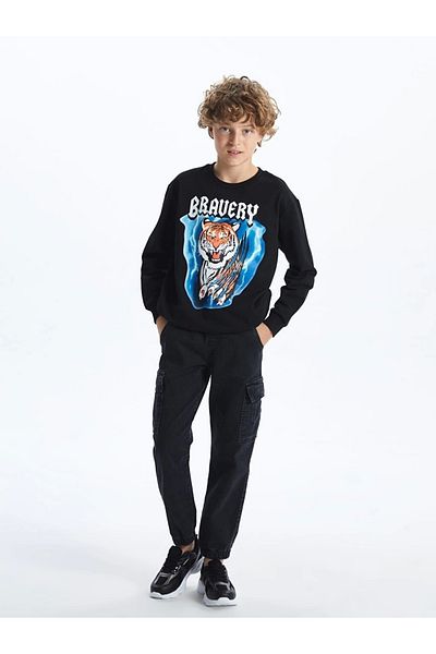LC Waikiki Boys Cargo Jean Pants with Elastic Waist - W4Br22Z4