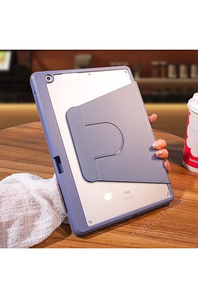 Choice جراب iPad 5 و6 و9.7 رمادي وأزرق لجهاز iPad 10.2 و7 و8 و9، iPad A16 و11 و10th Generation، مع غطاء دوار