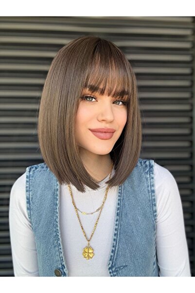 Fenomen Peruk Kumral Bob Kısa Perçemli Düz Peruk