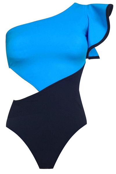 DEEP BEACH Costum de baie asimetric cu braț volantă Detaliu Db200743m