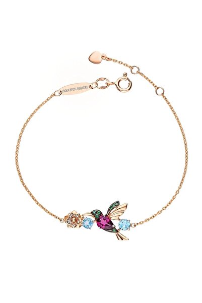 Papatya Silver 925 Ayar Gümüş Rose Zirkon Taşlı Kuş Kadın Bileklik