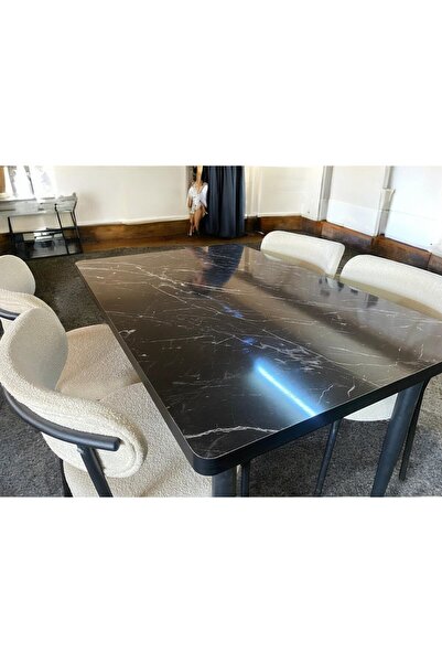 MASBA 80*120 YEMEK MASASI 4 KİŞİLİK MUTFAK MASASI TEDDY SANDALYE METAL AYAK