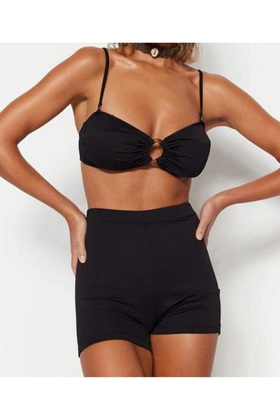 DEEP BEACH Ψηλόμεσο μπικίνι με υφή DB 200792 ΚΤ