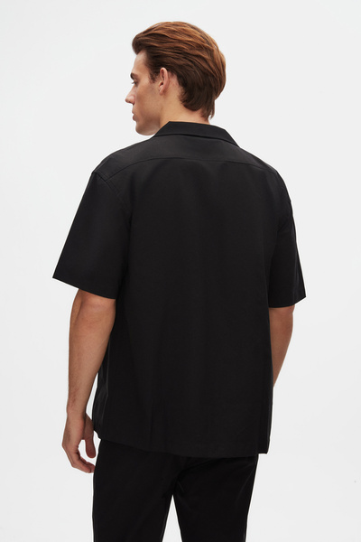 Twn Χαλαρό μαύρο ίσιο λεπτό και ελαφρύ πουκάμισο Rpt