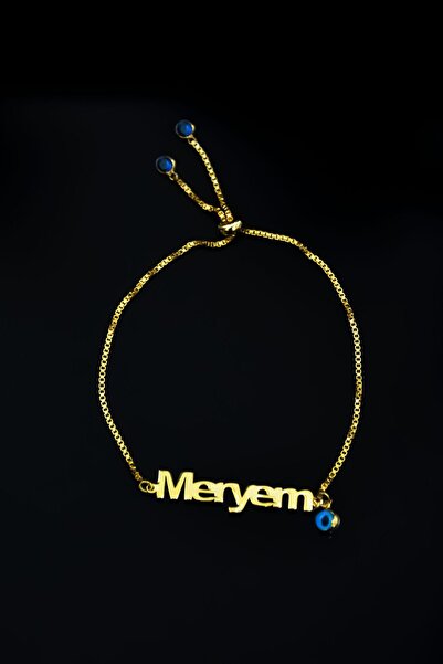 Papatya Silver 925 Ayar Gümüş Gold Kaplama Asansörlü Cam Gözlü Isimli Bileklik