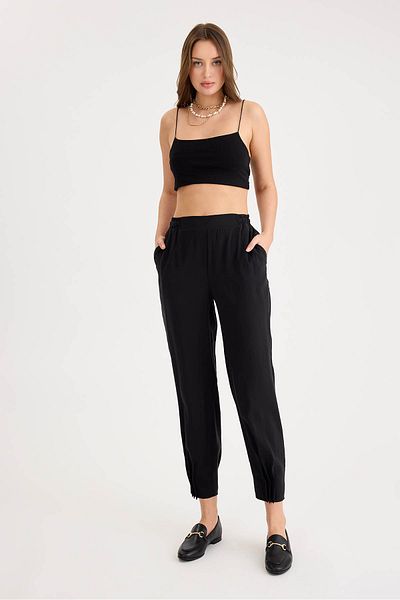 Vitrin Pleated Leg Elastic Waist Trousers