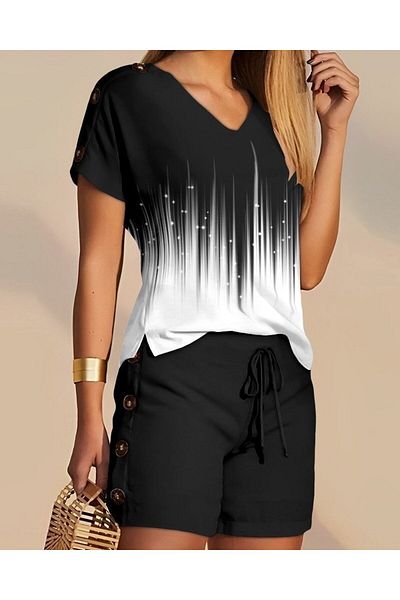 trend henna Women's V Neck Short Sleeve Diver Blouse with Tiny Slit Detail at Hem + Button Detail Diver