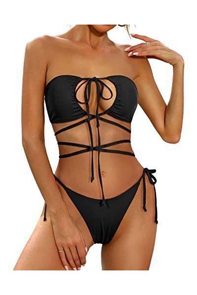 DEEP BEACH Tie Detailed Bikini Set