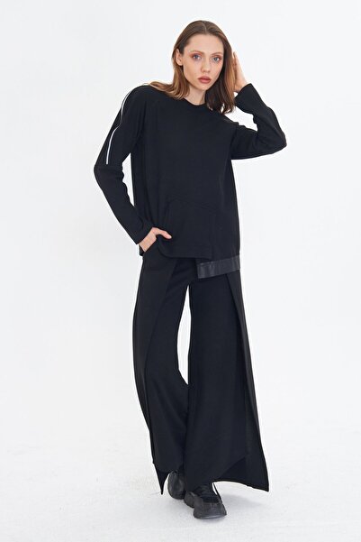 LAMANTE SIRT DETAYLI SİYAH TRİKO BLUZ