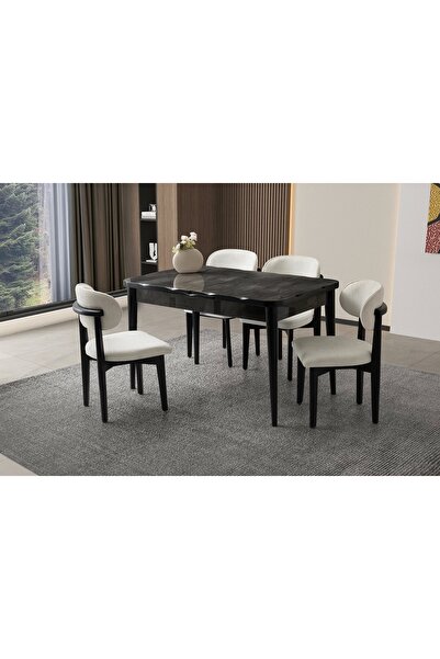 Evistro Ortadan Açılır Büyüyen 70x120cm Mermer Desenli Ahşap Salon Yemek Masa...