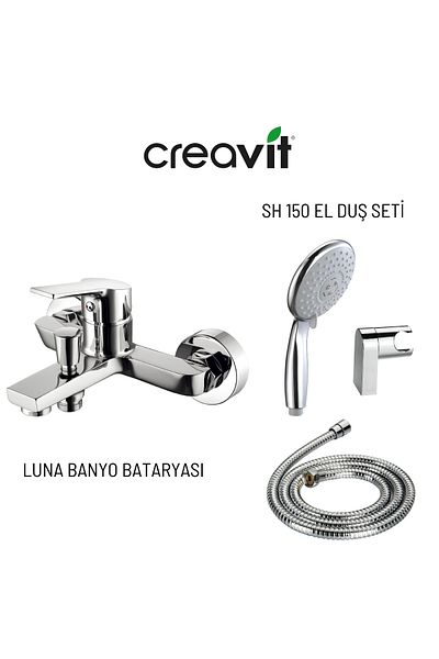 Creavit Luna Bath Faucet and Sh150 Articulated Hand Shower Kit 3F