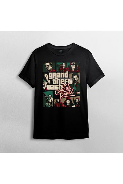 Pixxa Μπλουζάκι Unisex 100% βαμβακερό με λαιμόκοψη La Casa De Papel Grand Theft Auto Model 1