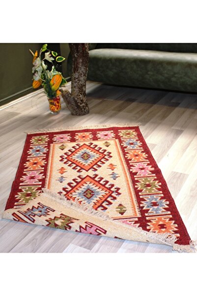 Algelsineve Makine Dokuma Uşak Kilimi, Püsküllü, Çift taraflı