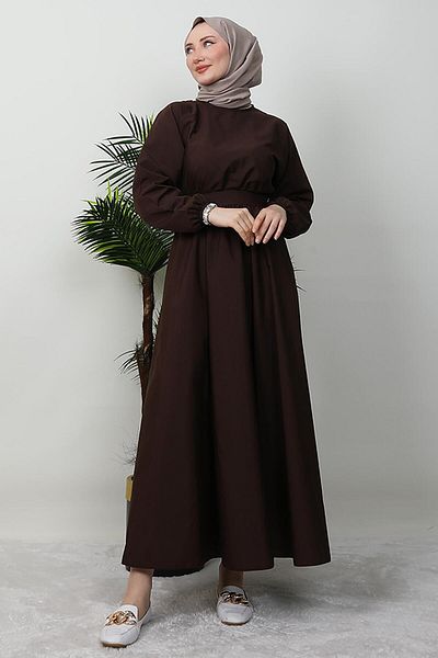 GİYZAMİLA Φόρεμα Mevlana Tricot - Μπορεί να Φορηθεί σε Πικρό Καφέ